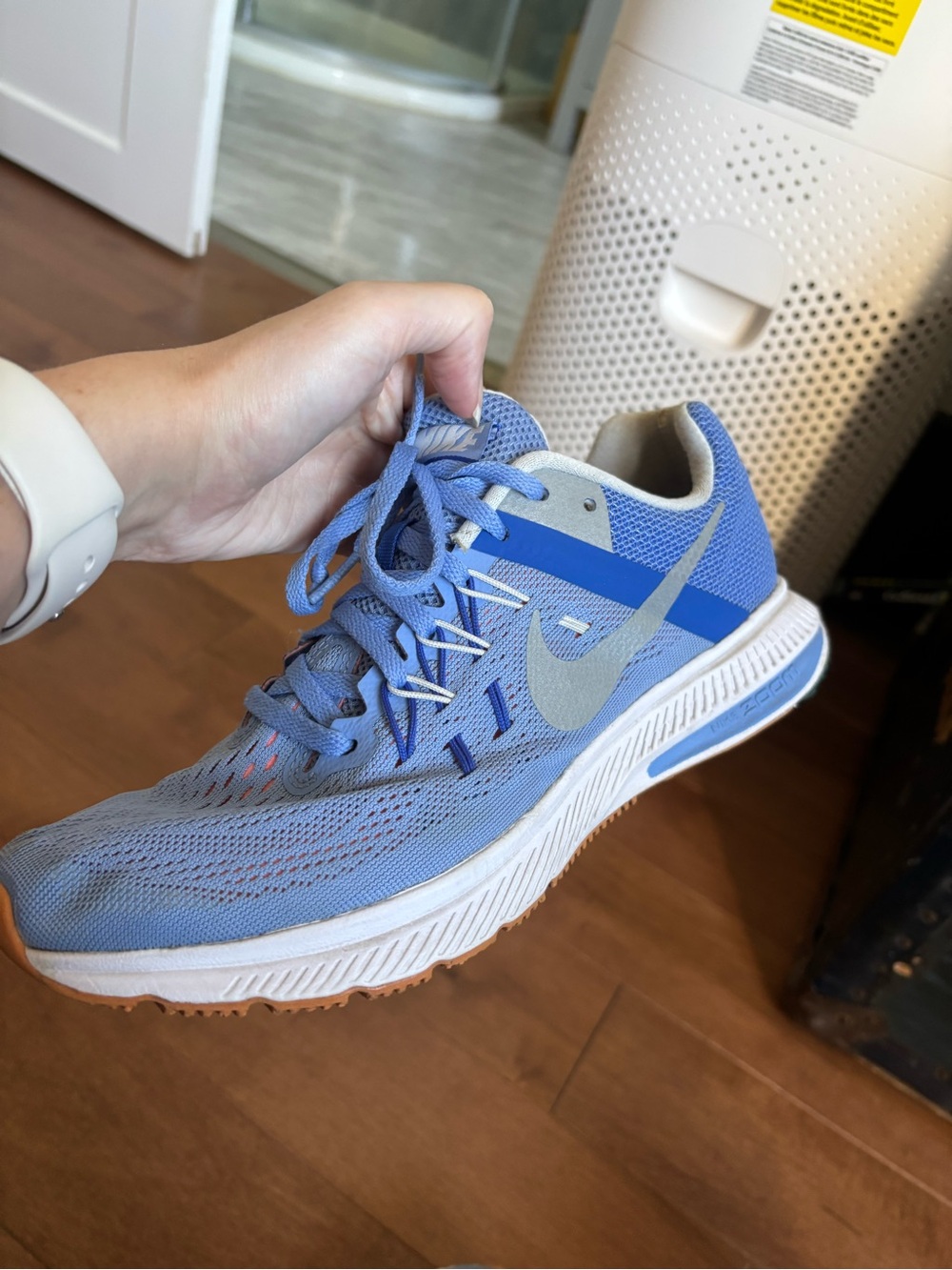 Nike Light Blue Mesh Running Shoe with Silver Swoosh